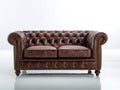 Zweisitzer Sofa Leder 178x88x78 cm - Dunkelbraun - Chesterfield Sofa mit Knopfheftung und gerollten Armlehnen