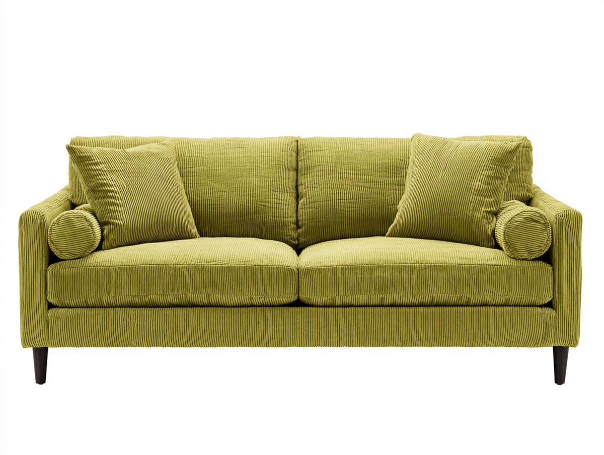 Zweisitzer Sofa aus Cord Stoff 190x90x85 cm - Olivgrün - modernes Design für Wohnzimmer