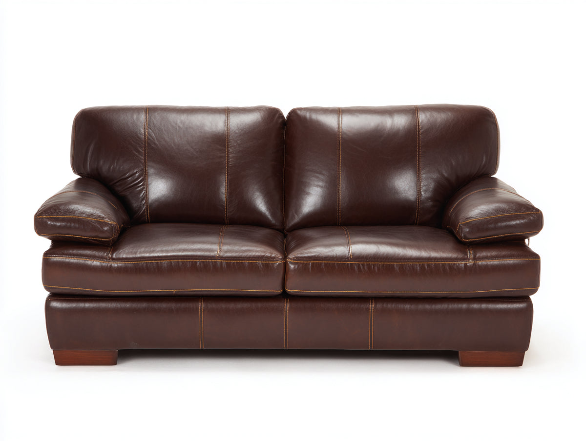 Zweisitzer Sofa aus Kunstleder 200 x 95 x 85 cm - Dunkelbraun - klassisches Ledersofa für Wohnzimmer