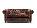 Zweisitzer Sofa 230x95x85 cm - Echtleder Bezug - dunkelbraun - Chesterfield Stil für Wohnzimmer