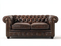 Zweisitzer Sofa aus Leder 210x95x85 cm - Dunkelbraun - Chesterfield Design für Wohnzimmer