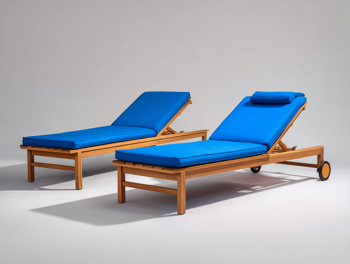 Sonnenliege 200x70x35 cm - Holzrahmen mit Polsterauflage - verstellbare Gartenliege für Terrasse und Außenbereich