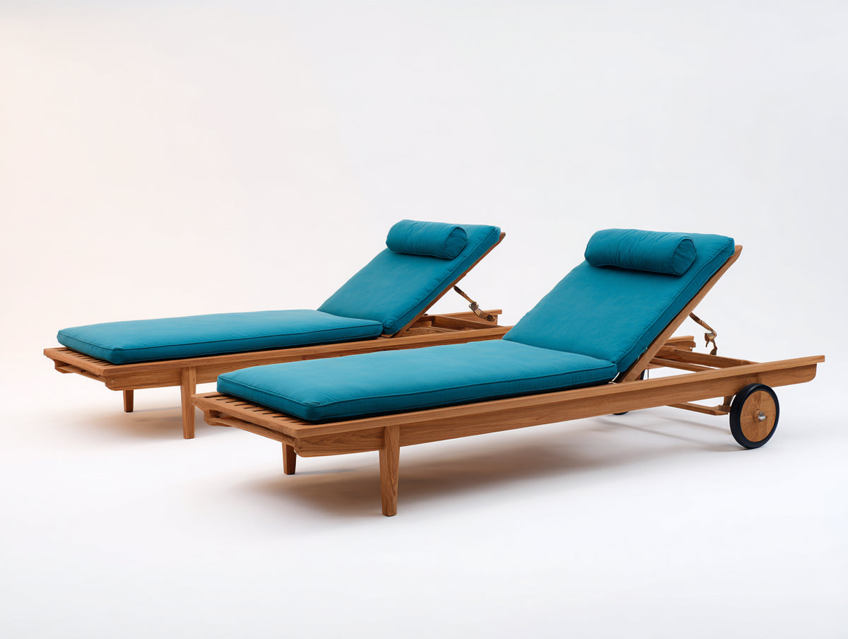 Sonnenliege Teakholz 200x70x35 cm Naturfarben - Verstellbare Gartenliege mit Auflage für Terrasse und Außenbereich