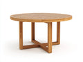 Gartentisch Holz 120x120x75 cm - Naturholz - Runder Gartentisch mit Lamellenplatte und offenem Kreuzrahmengestell