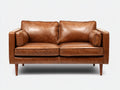Zweisitzer Sofa Echtleder 190x90x85 cm Braun - Skandinavisches Design mit komfortabler Polsterung