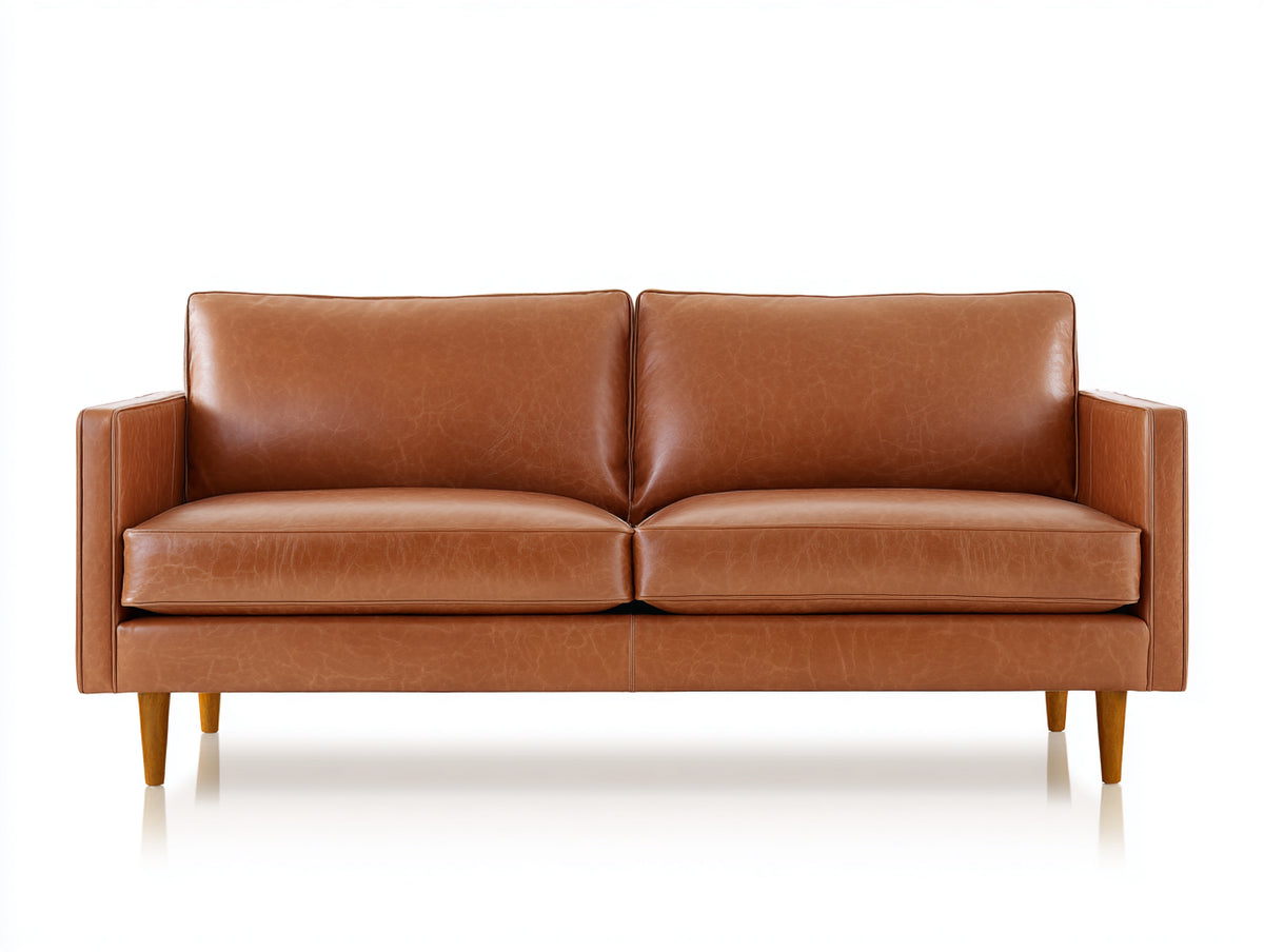 Zweisitzer Sofa 215x90x85 cm - Echtleder Bezug - cognacbraun - elegantes Wohnzimmer Design