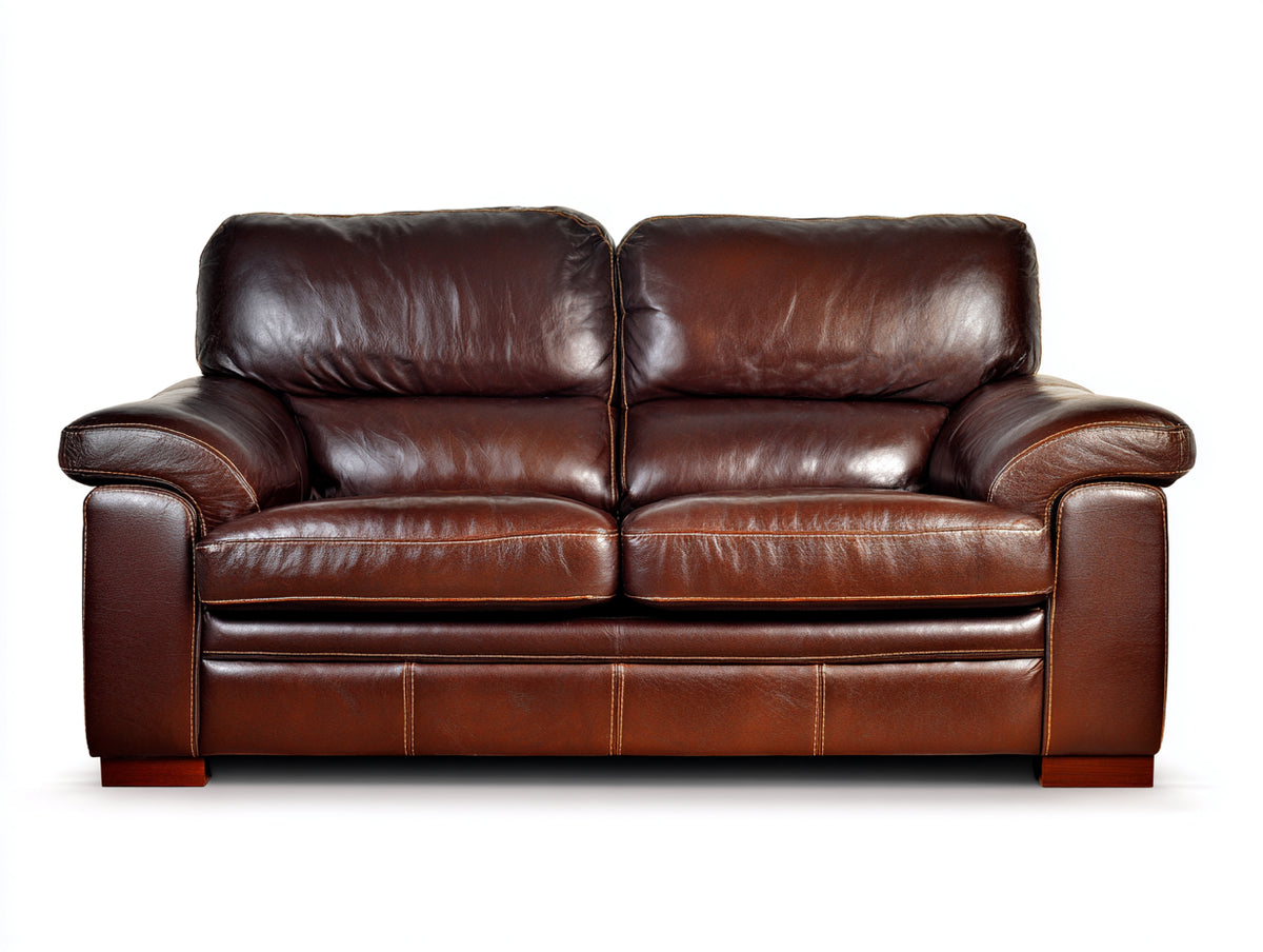Zweisitzer Sofa aus Leder 180x90x85 cm - Dunkelbraun - klassisches Design für Wohnzimmer