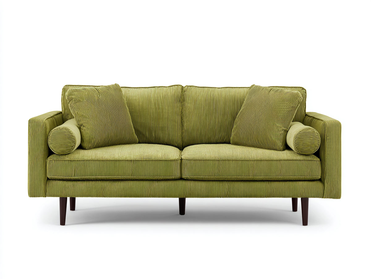 Zweisitzer Sofa aus Cordstoff 210 x 90 x 85 cm - Olivgrün - modernes Wohnzimmer Sofa mit weicher Polsterung